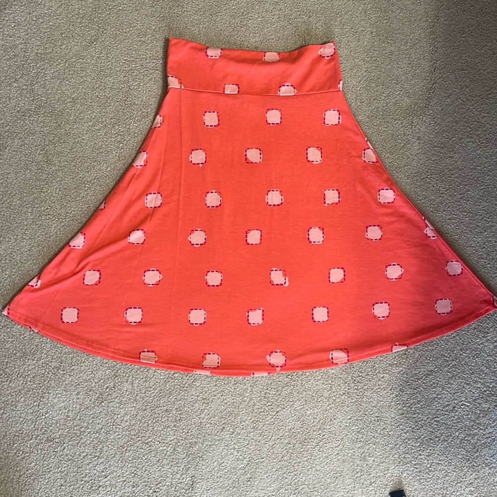 Lularoe skirt sz Medium coral pink with light pink and fuchsia